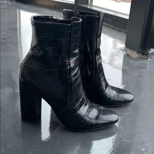 Faux leather heeled booties